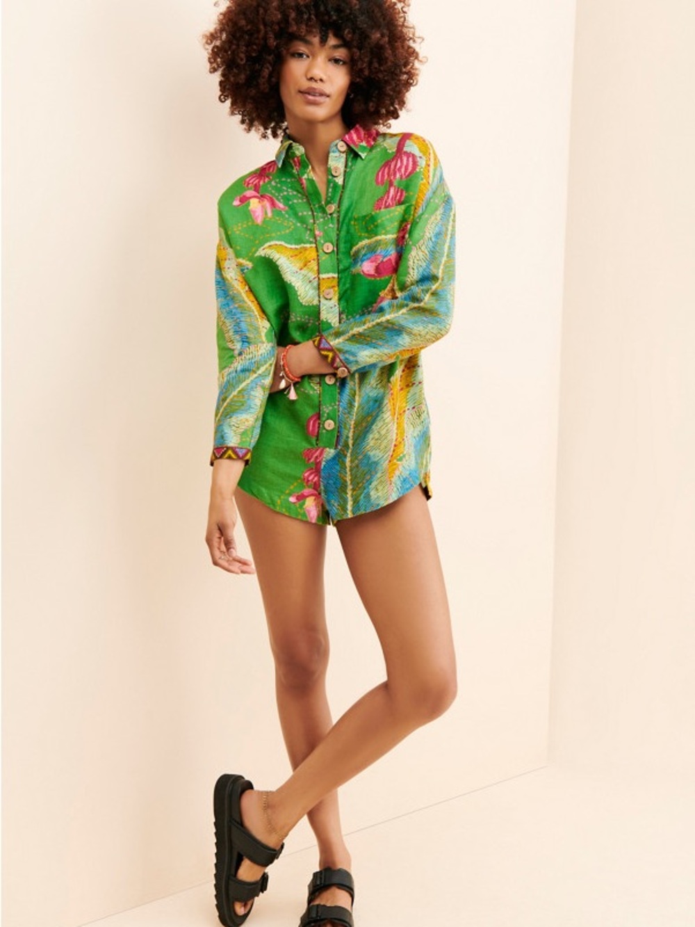 FARM Rio Banana Leaves Tropical Print Romper Size Medium